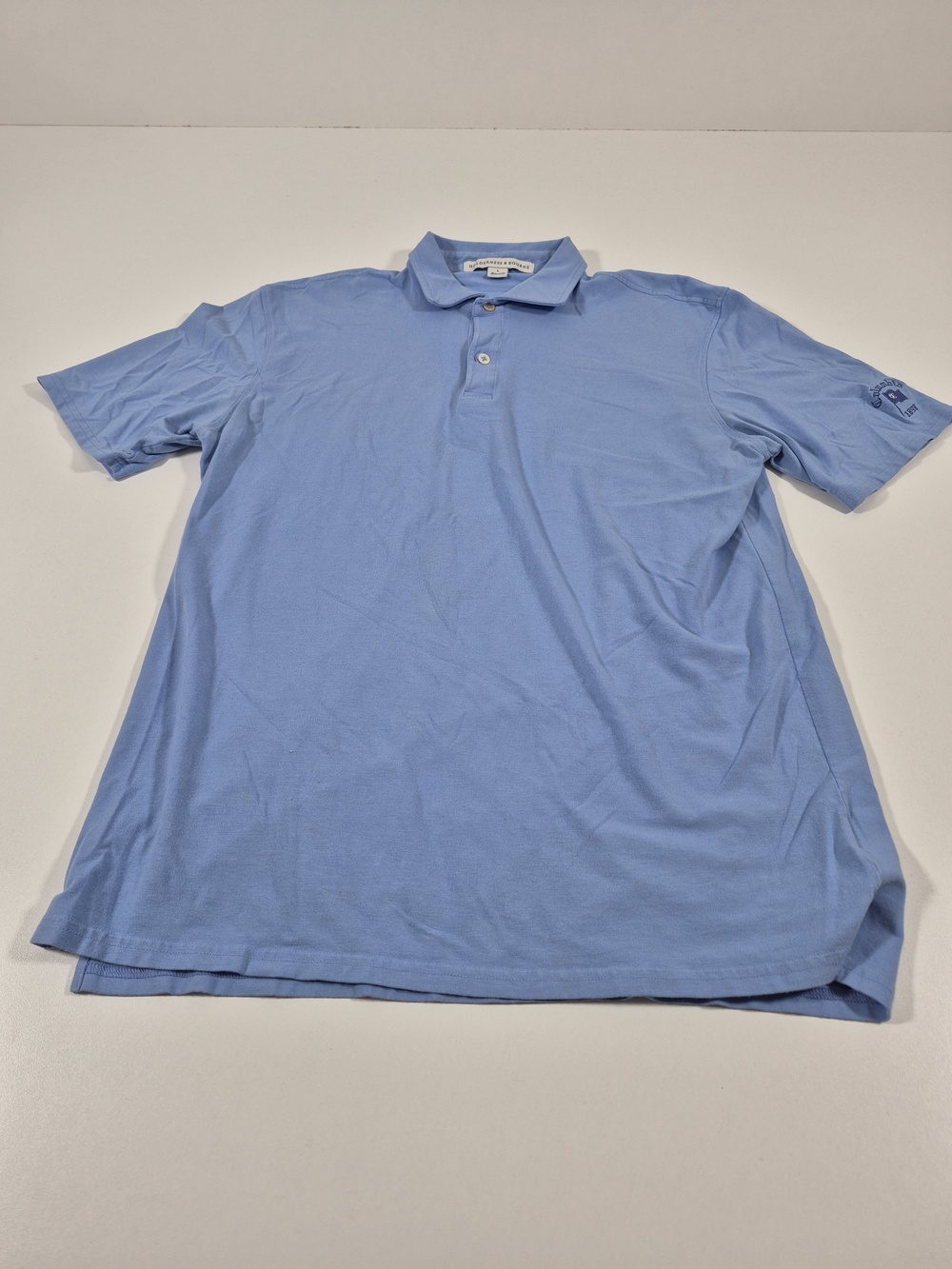 Holderness & Bourne Polo Shirt Mens L Blue Solid Golf Stretch Jersey Logo